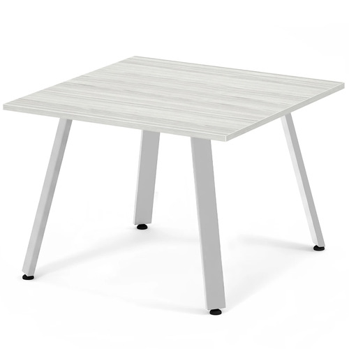 Signature Square Meeting Table 42" - Silver Birch with Silver Metal Legs