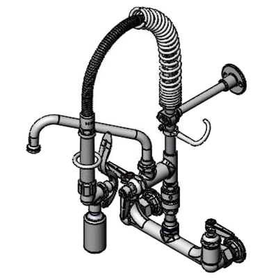 T&S Brass MPY-8WLV-08-CR Mini Pre-Rinse Unit 8" Wall Mount