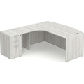 Classic L-Shape Bowfront Workstation 83" x 71" with Left Hand Return and Box/Box/File Pedestal - Silver Birch