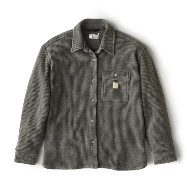CARHARTT 107134 - Women's Oversized-Fit Heavyweight Waffle Knit Shirt - Carbon Heather
