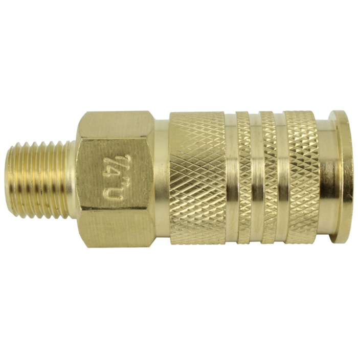 Universal U-Style Brass Coupler (1/4" Body, 1/4" Male NPT) Bulk Packed