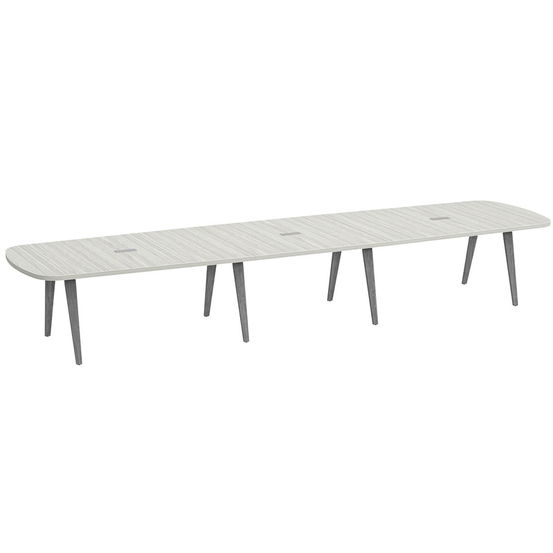 Signature Arena Conference Table 16 Foot - Silver Birch with Newport Grey Wood Legs