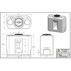 250 Gallon Free Standing Tank - 62" L x 29" W x 42" H Specs