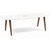 8' Signature Boat Shape Conference Table - White Top, Silver Mount, Modern Walnut Wooden Legs