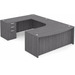CLAUD1012L- Left-Handed Classic U-Shape Bowfront Executive Workstation 71" W x 107" D with Box/Box/File Pedestal- Coastal Gray