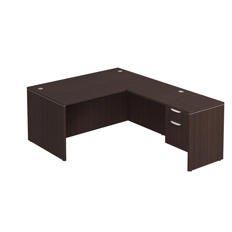 Classic L-Shape Desk 77" x 60" with Box/File Pedestal - Espresso