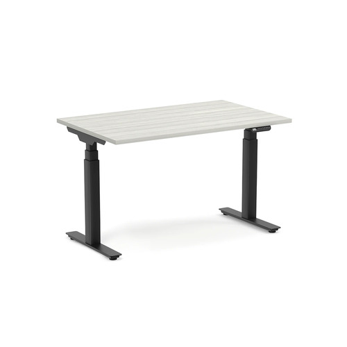 Enhance Electric Height-Adjustable Desk 30" X 48" - Silver Birch with Black Base