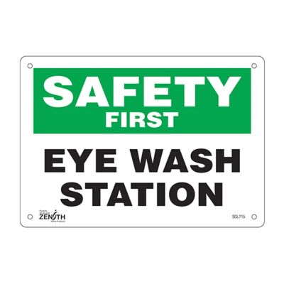 Safety First Eye Wash Station Sign - 10" x 7" - Aluminum - EnglishS