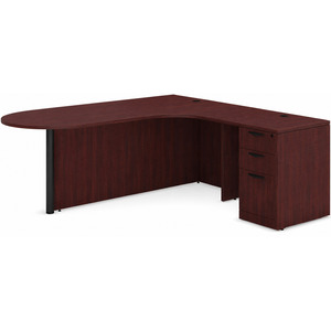 CLALD1010R- L-Shaped Bullet Workstation 71" W x 30" D with 47" Return and Box/Box/File Pedestal- Mahogany/Black