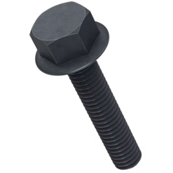 M6 - 1 X 55MM DIN 6921 HEX FLANGE SCREW 8.8 ZINC TRIVALENT BLACK W/SEALER