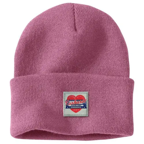 CARHARTT 107409 - Women's Knit Heart Patch Beanie - Rose Tint