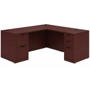 CLALD1048- Classic L-Shape Desk 71" W x 36" D with 47" Return and 2 Full Pedestals- Mahogany