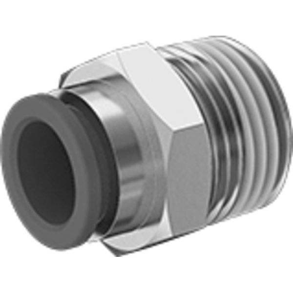 7880T131   Push-to-Connect Tube Fitting for Air and Water Straight Adapter, 3/8" Tube OD x 1/4 NPT Male