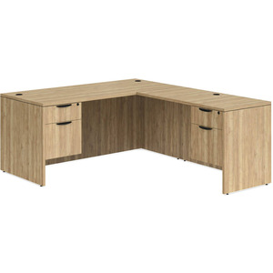 CLALD1039- Classic L-Shape Desk 66" W x 30" D with 47" Return and 2 Box/File Pedestals- Aspen
