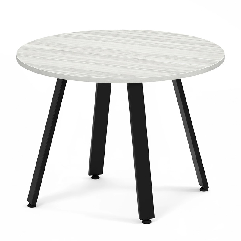 Signature Round Meeting Table 42" - Silver Birch with Black Metal Legs