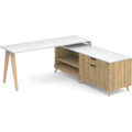 Signature L-Shape Desk 71" x 72" - White Top and Aspen Base with Natural Oak Legs and Silver Hardware