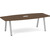 8' Signature Boat Shape Conference Table - Modern Walnut Top, Silver Metal Legs