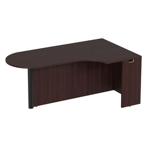 PL133R CORNER EXT. BULLET DESK w/POST - RIGHT- Mahogany & Black