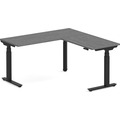 Enhance Electric Height-Adjustable L-Shape Desk 60" X 60" -  Newport Grey with Black Base