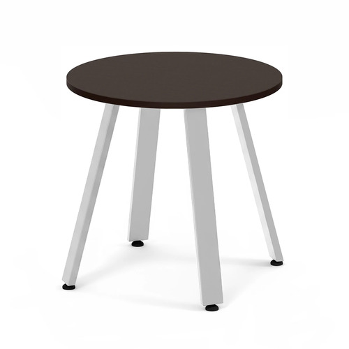 Signature Round Meeting Table 30" - Espresso with Silver Metal Legs