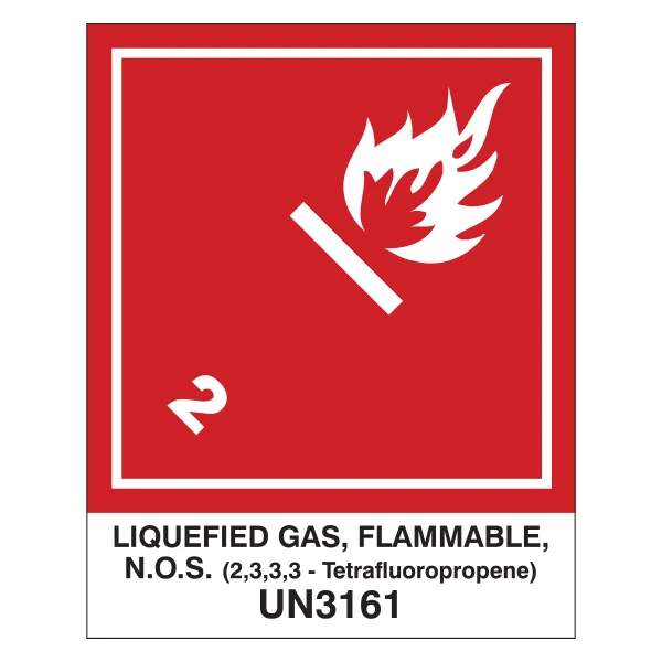 Flammable Gas Label - Class 2.1 - 4" x 4"