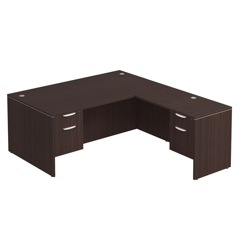 Classic L-Shape Desk 78" x 71" with 2 Box/File Pedestals - Espresso
