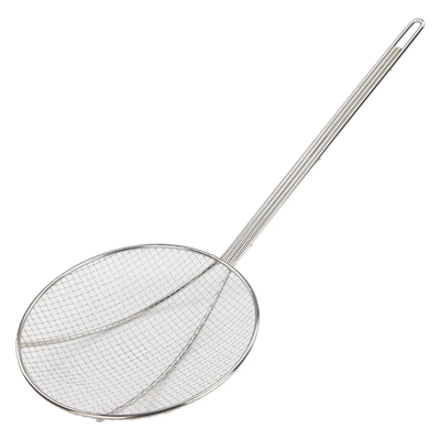 Winco SC-9R 9" D Round Mesh Skimmer, Nickel