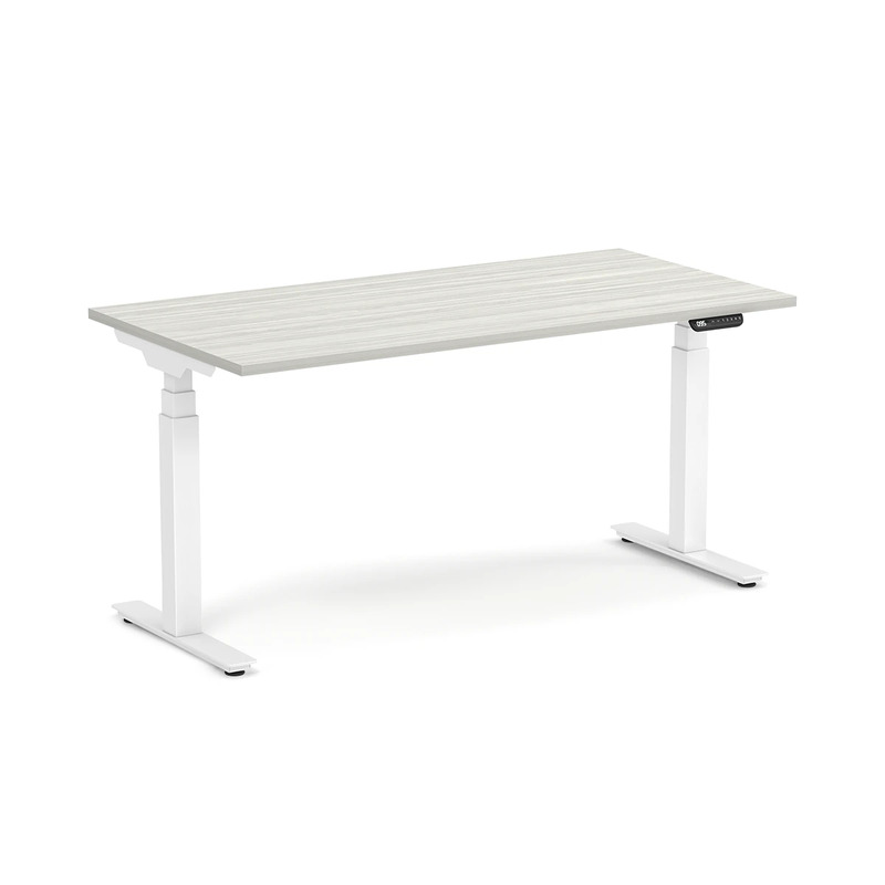 Enhance Electric Height-Adjustable Desk 30" X 60" - Silver Birch with White Base
