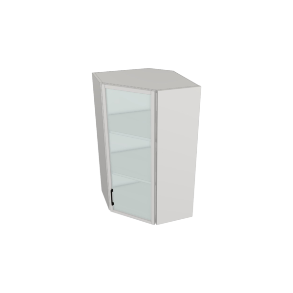 Fresno Pure White Box  Glass Door Angle Wall Cabinet Kit - 24”x 42” X 13”