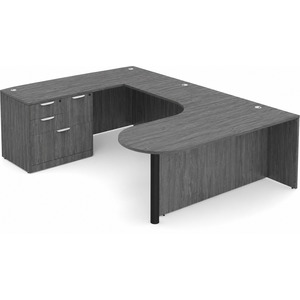 CLAUD1007L Executive Bullet U-Shape Typical 71" X 101" Desk- Coastal Grey/Black