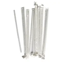 5.75" WHITE PLASTIC STRAWS, SLIM WRAPPED, 500/BX 24 BX/CS