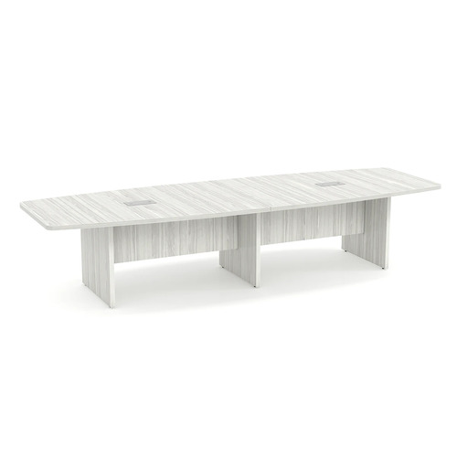 Classic Boat-Shape Conference Table 12 Ft - Silver Birch