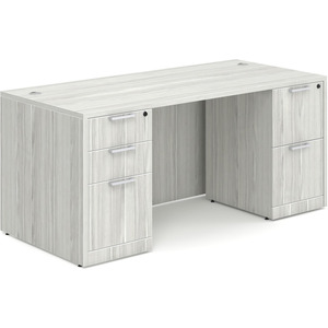CLASD1026- Classic Desk 60" W x 30" D with Two Full Pedestals- Silver Birch