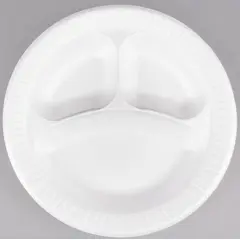10CPWQR DART 10.25" WHITE 3 COMPARTMENT LAMINATED FOAM PLATE, 500/CS