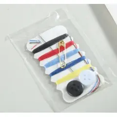 SEWING KIT IN A BAG, THREAD, NEEDLE, BUTTONS AND A SAFETY PIN IN A SACHET BAG, 500/CS  601005