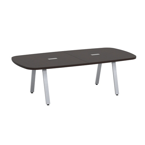 Signature Arena Conference Table 8 Foot - Espresso with Silver Metal Legs