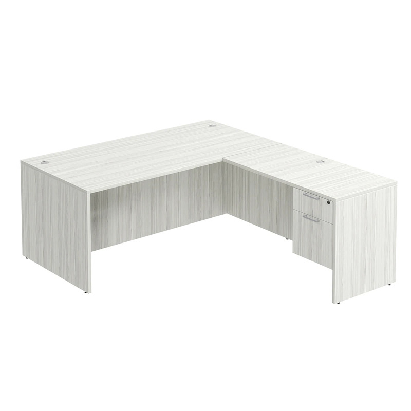 Classic L-Shape Desk 77" x 71" with Box/File Pedestal - Silver Birch