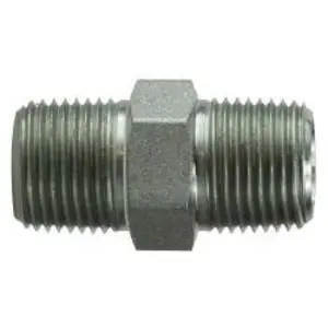 Hex Nipple, 1/4 in MPT x 1/4 in MPT, Steel