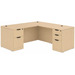 CLALD2040- Classic L-Shape Desk 66" W x 30" D with 42" Return and 2 Full Pedestals- Maple