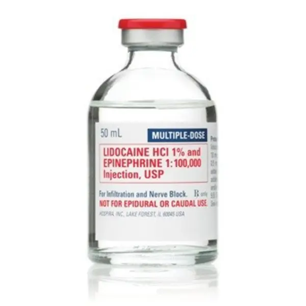 Lidocaine w/epi, Injection, 1%, 50 mL (25/pk) Vial NDC 00409317803