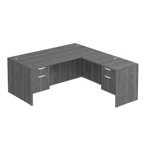 Classic L-Shape Desk 72" x 71" with 2 Box/File Pedestals - Newport Grey