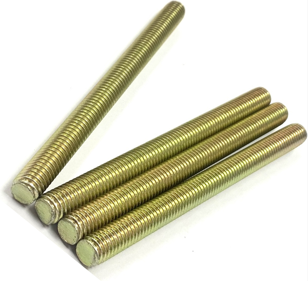 1/4" - 20 X 2" FULLY THREADED STRAIGHT ROD SAE J429 GR 8 ZINC TRIVALENT YELLOW
