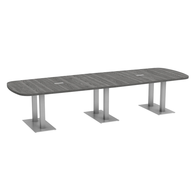 Arena Conference Table 12 Ft with Palmer Brushed Double Base - Newport Grey