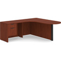 Classic L-Shape Bullet Workstation 77" x 71" with Left Hand Return and Box/File Pedestal - Cherry with Black Post Finish