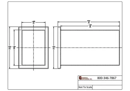 30 Gallon Polyethylene Open Top Rectangle Tank, 22" x 16" x 32"