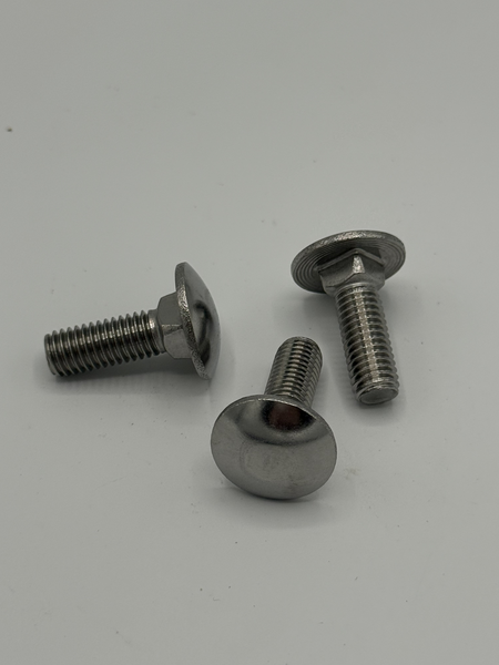 M6 - 1 X 12MM DIN 603 SQUARE NECK ROUND HEAD BOLT A2 SS PLAIN