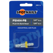 Industrial Steel Air Plug (1/4" Plug, 1/4" Push On Barb) Blister Pack