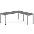 Elements L-Shape Desk 72" x 60" x 30"D - Newport Grey with Silver Legs