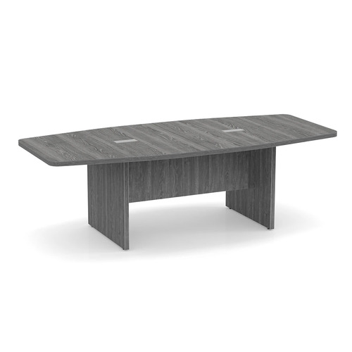 Classic Boat-Shape Conference Table 2 Grommets 8 Ft - Newport Grey
