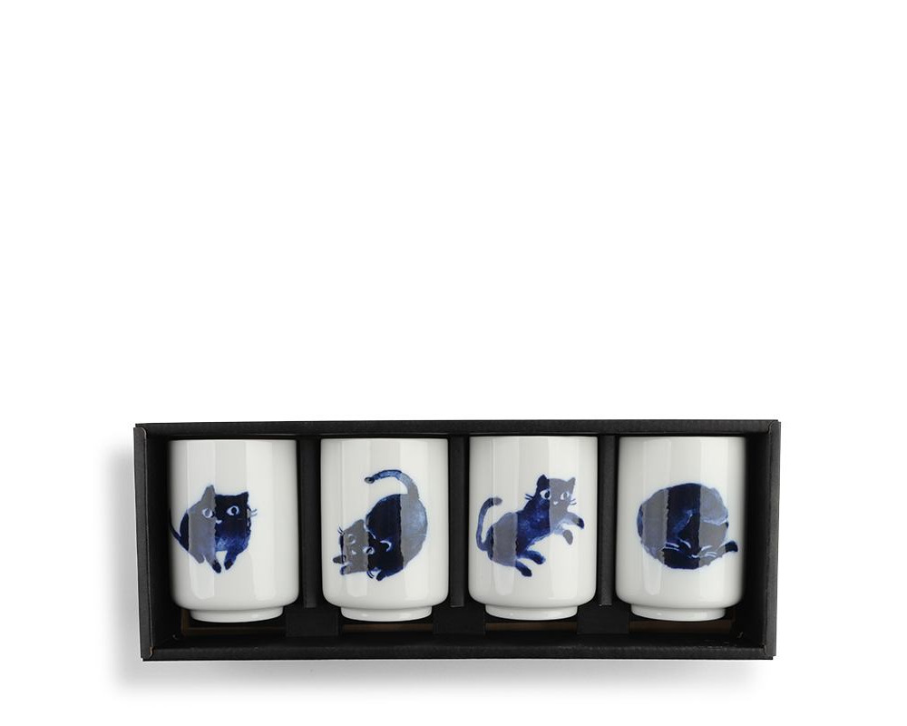 Midnight Blue Cat Cup Set